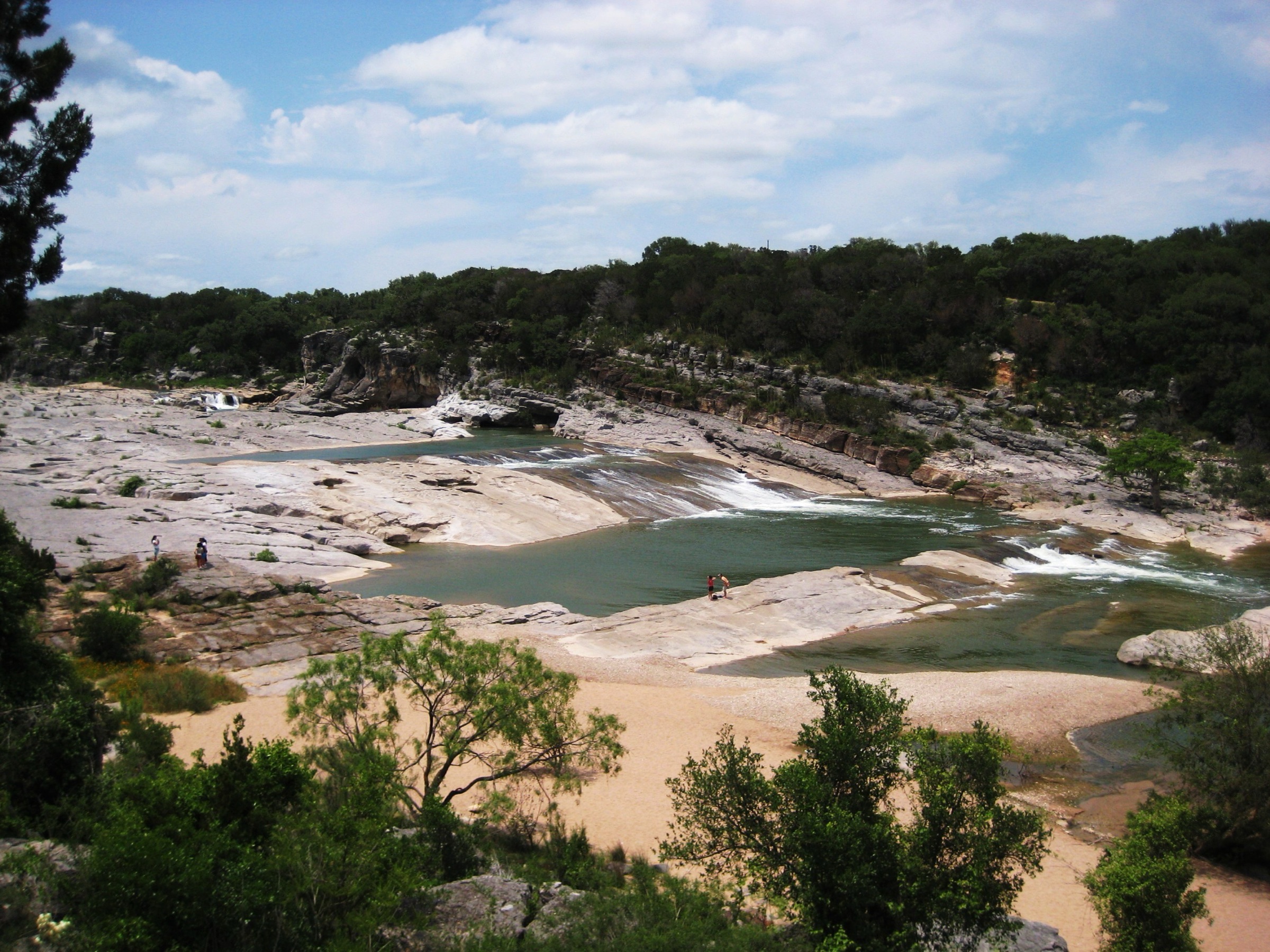 Limestone riverbed and falls at Pedernales Falls State Park